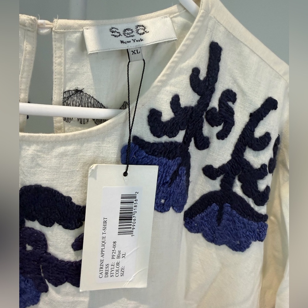 NWT SEA NY Catrine Applique Blue and White Dress Size XL - Picture 6 of 12